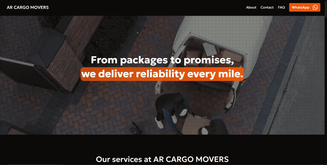 arcargo landing page