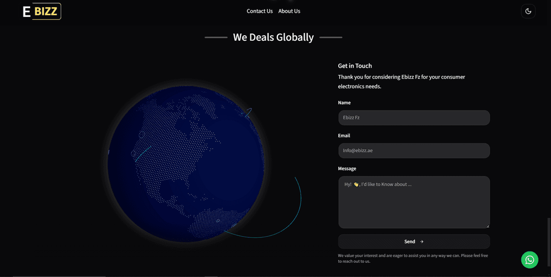 Ebizz contact section